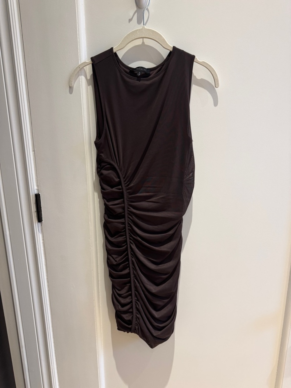 Dynamite Black Sleeveless Ruched Midi Dress